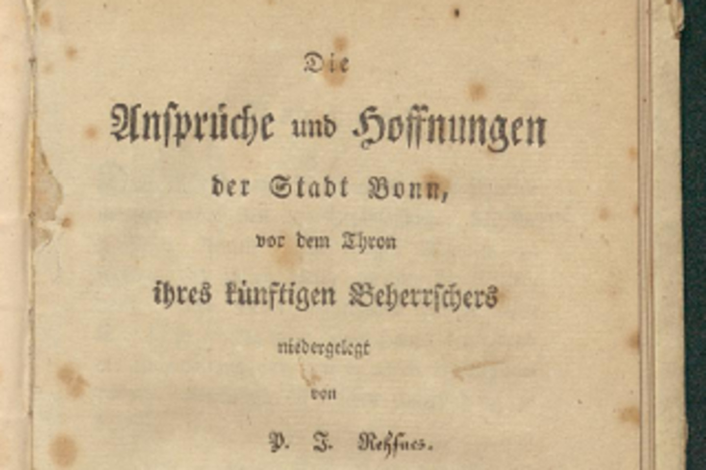 Denkschrift „Die Ansprüche und Hoffnungen der Stadt Bonn"