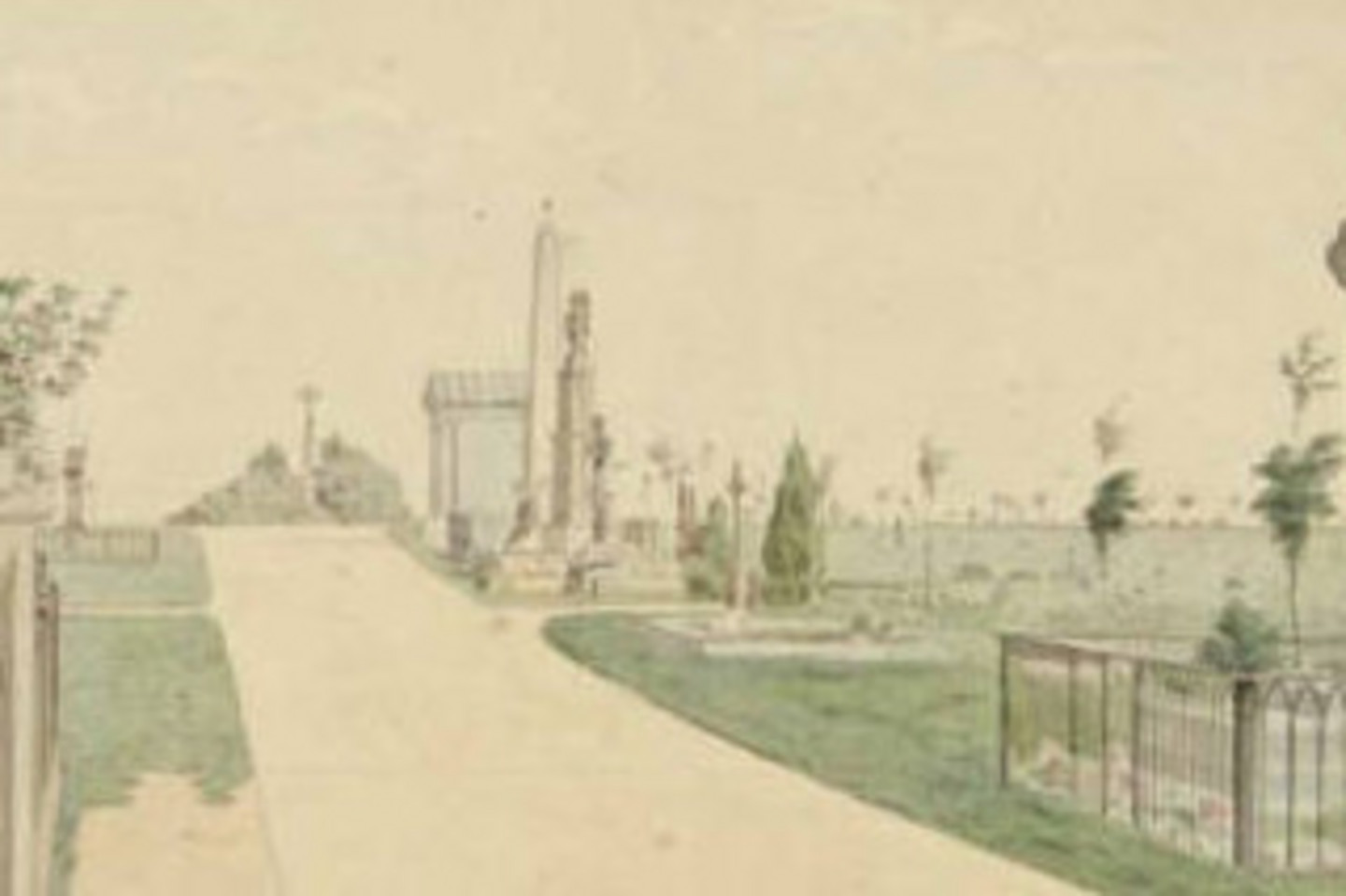 Aquarell des Melatenfriedhofs 1838